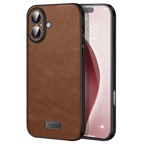 SULADA For iPhone 16 Plus Case PU Leather+TPU+PC Back Phone Cover - Brown - 1