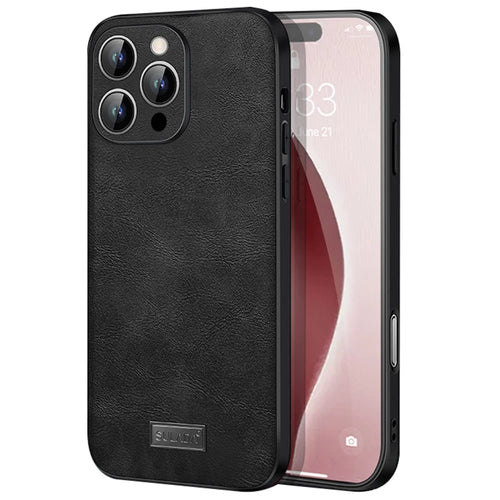 SULADA For iPhone 16 Pro Case PU Leather+TPU+PC Back Phone Cover - Black - 1