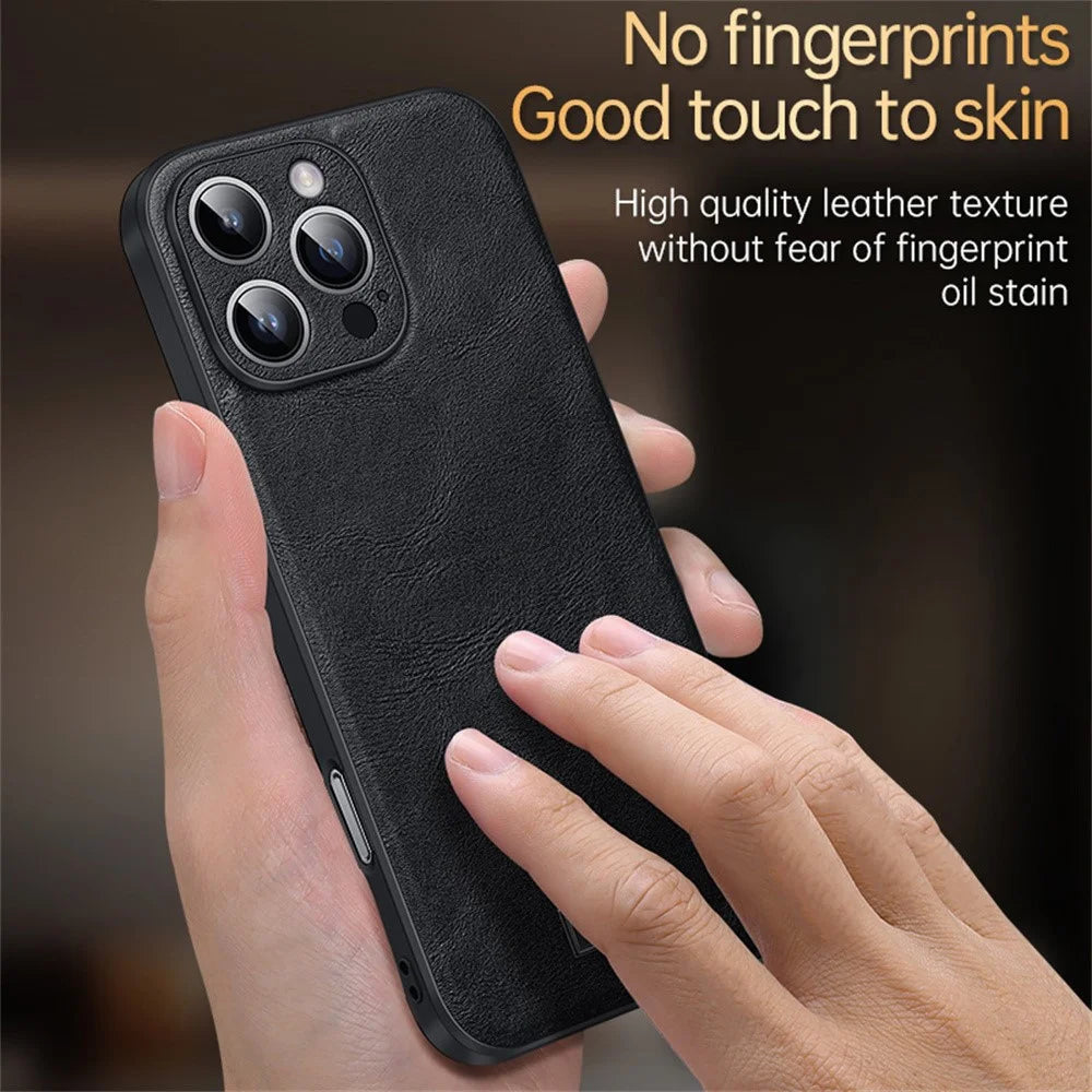 SULADA For iPhone 16 Pro Case PU Leather+TPU+PC Back Phone Cover - Black - 5