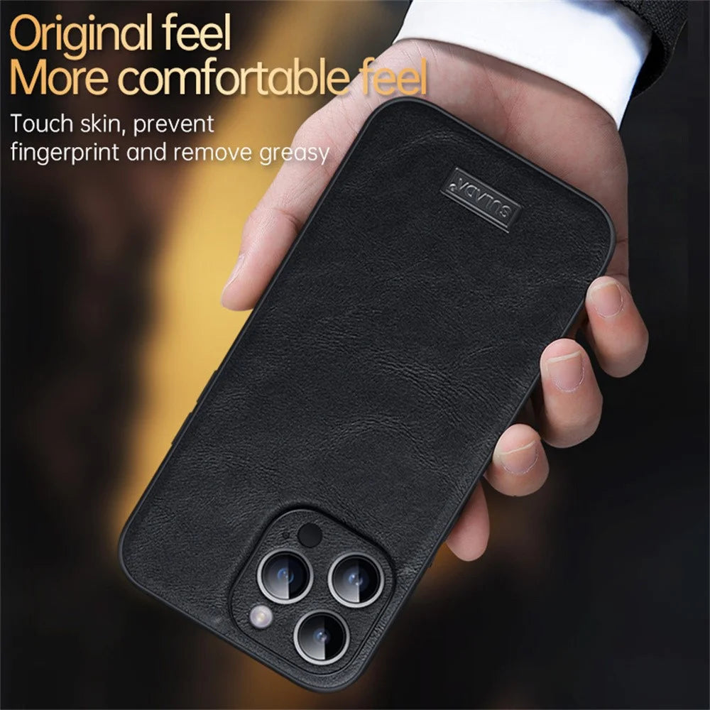 SULADA For iPhone 16 Pro Case PU Leather+TPU+PC Back Phone Cover - Black - 7