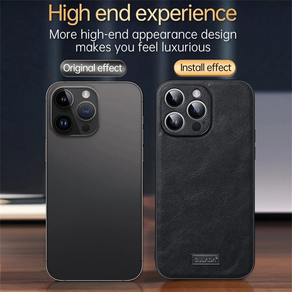 SULADA For iPhone 16 Pro Max Case PU Leather+TPU+PC Back Phone Cover - Black - 4