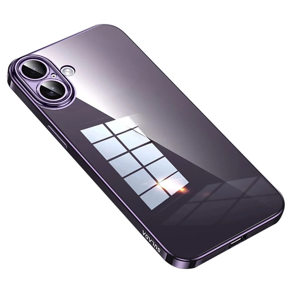 SULADA For iPhone 16 Case Ultra-Thin Electroplated TPU Clear Phone Cover - Purple - 1