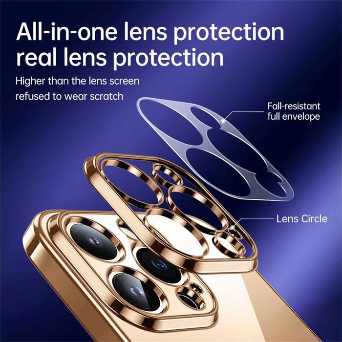 SULADA For iPhone 16 Pro Case Ultra-Thin Electroplated TPU Clear Phone Cover - Gold - 3