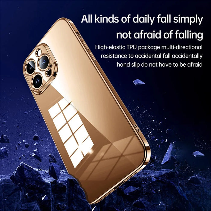 SULADA For iPhone 16 Pro Case Ultra-Thin Electroplated TPU Clear Phone Cover - Gold - 6