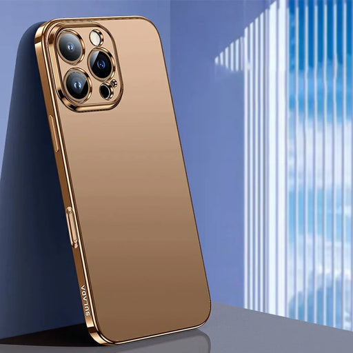 SULADA For iPhone 16 Pro Max Case Electroplated AG Matte Anti-Fingerprint TPU Phone Cover - Gold - 1