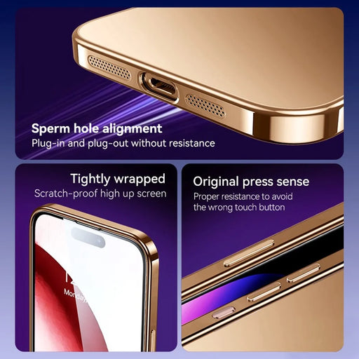 SULADA For iPhone 16 Pro Max Case Electroplated AG Matte Anti-Fingerprint TPU Phone Cover - Gold - 2