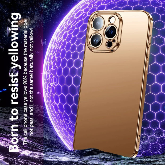SULADA For iPhone 16 Pro Max Case Electroplated AG Matte Anti-Fingerprint TPU Phone Cover - Gold - 4
