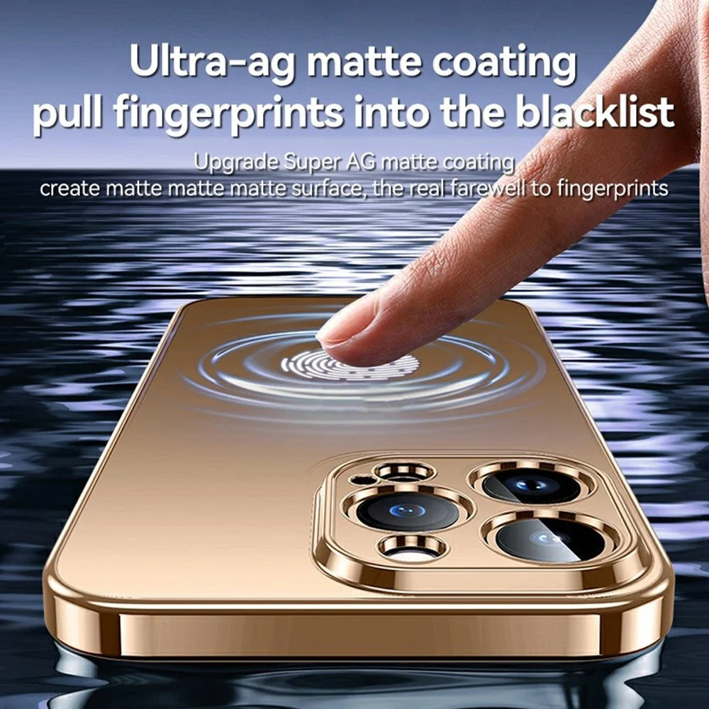 SULADA For iPhone 16 Pro Case Electroplated AG Matte Anti-Fingerprint TPU Phone Cover - Gold - 5