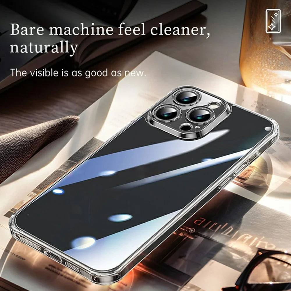 SULADA For iPhone 16 Pro Clear Case TPU +Tempered Glass Shockproof Phone Case - Transparent - 6
