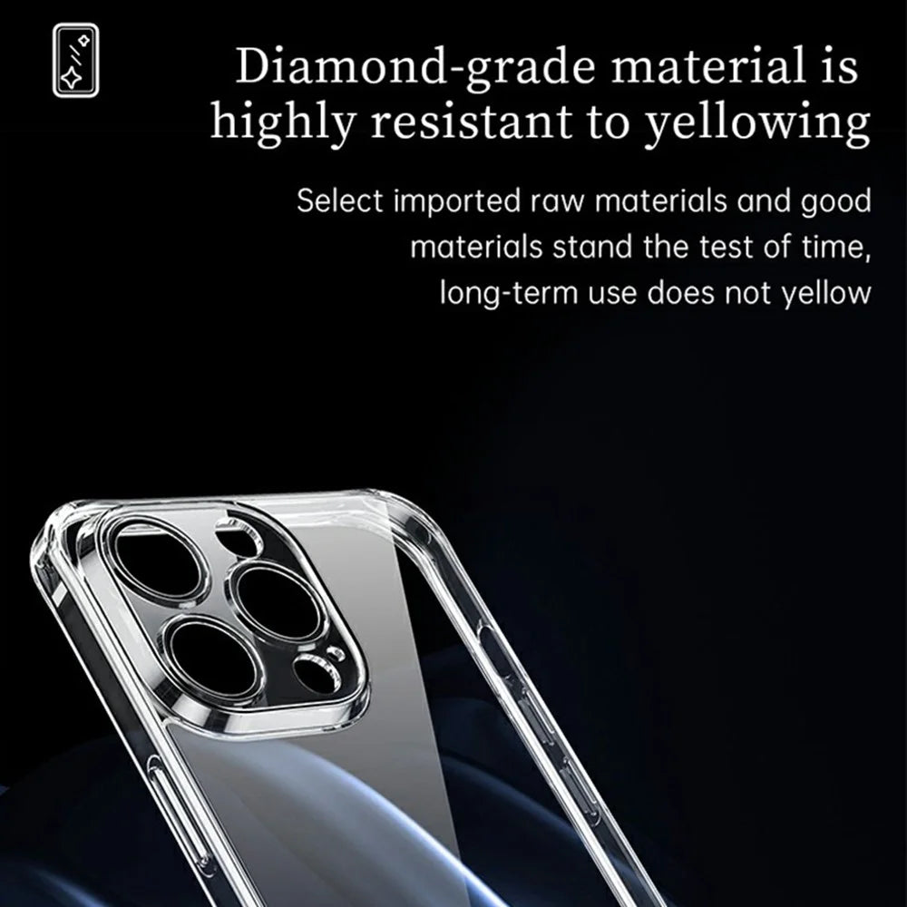 SULADA For iPhone 16 Pro Max Clear Case TPU +Tempered Glass Shockproof Phone Case - Transparent - 2