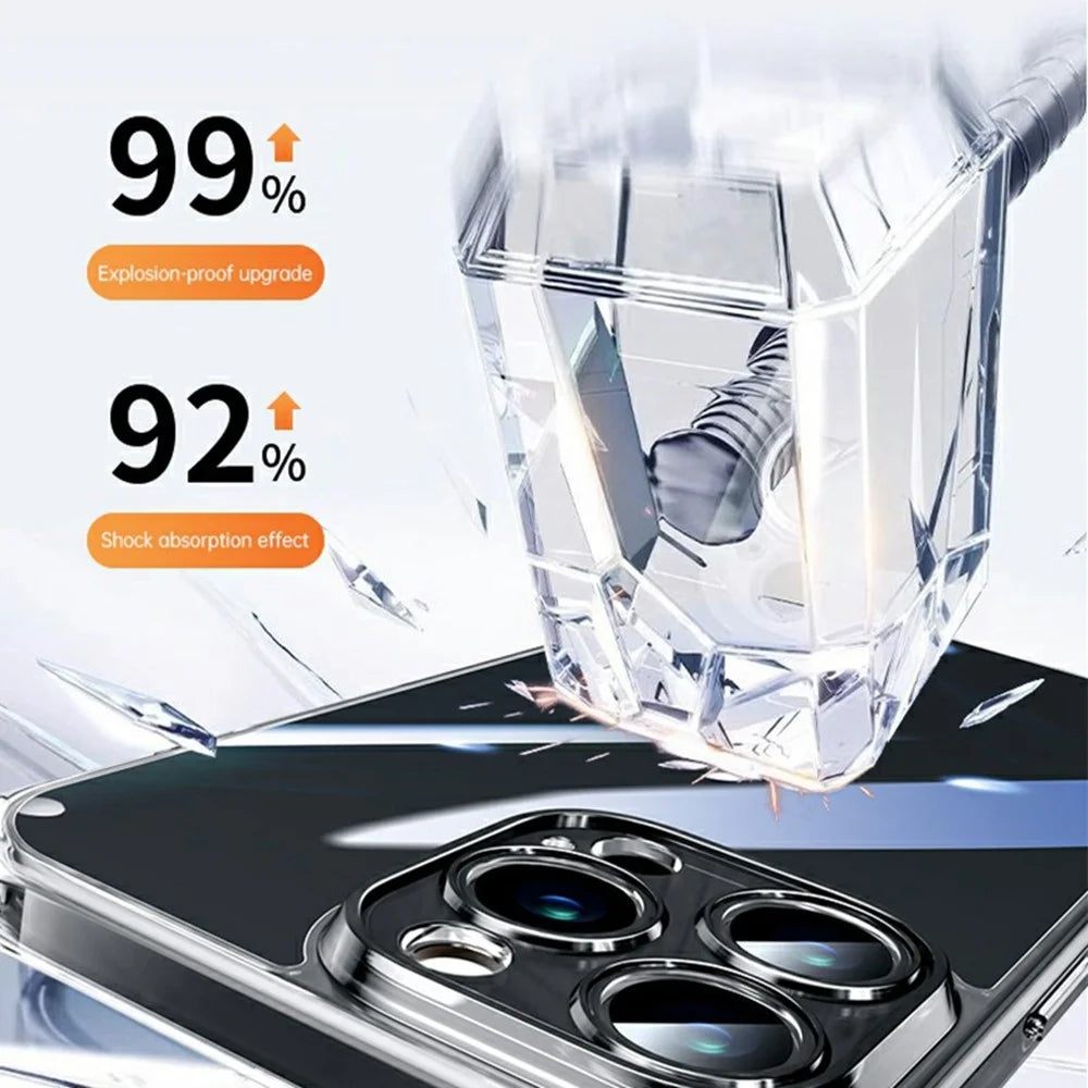 SULADA For iPhone 16 Pro Max Clear Case TPU +Tempered Glass Shockproof Phone Case - Transparent - 4