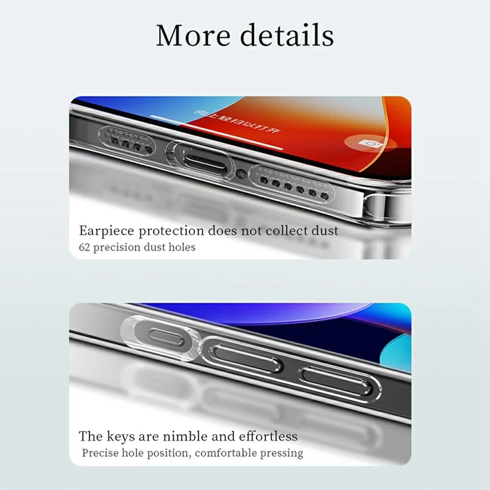 SULADA For iPhone 16 Pro Max Clear Case TPU +Tempered Glass Shockproof Phone Case - Transparent - 7