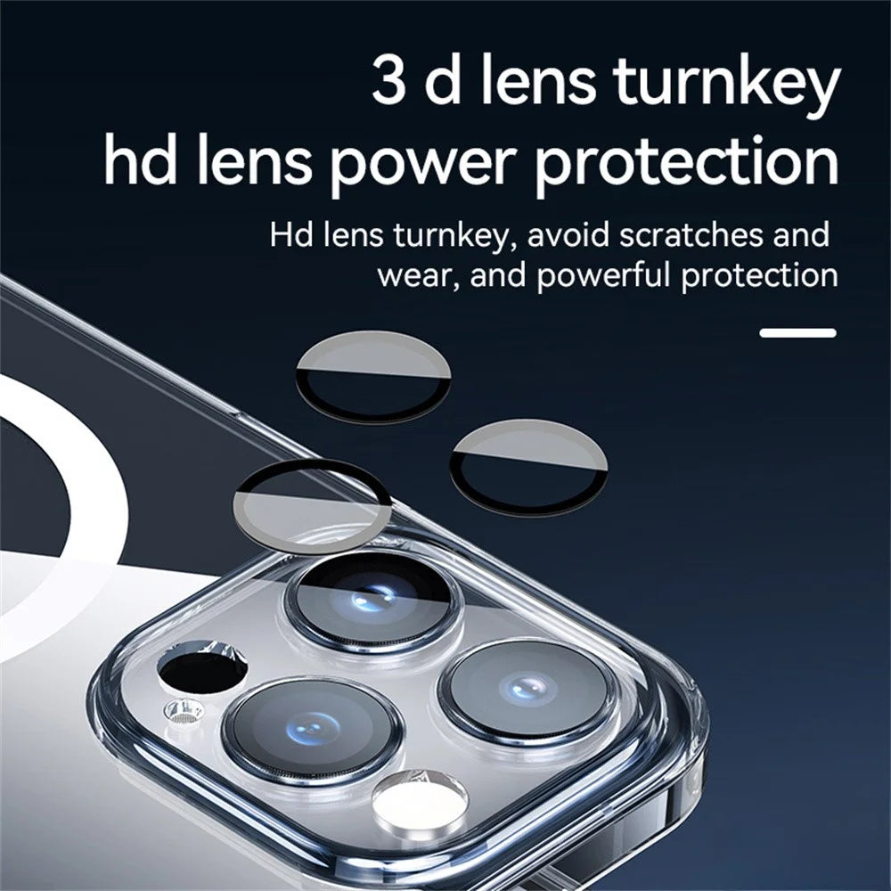 SULADA For iPhone 16 Pro Max Case Built-In Lens Film TPU+PC Phone Cover Compatible with MagSafe - Transparent - 3
