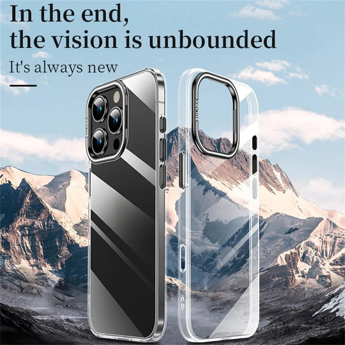 SULADA For iPhone 16 Pro Max Case Folding Camera Kickstand TPU+PC Clear Phone Cover - Black - 2
