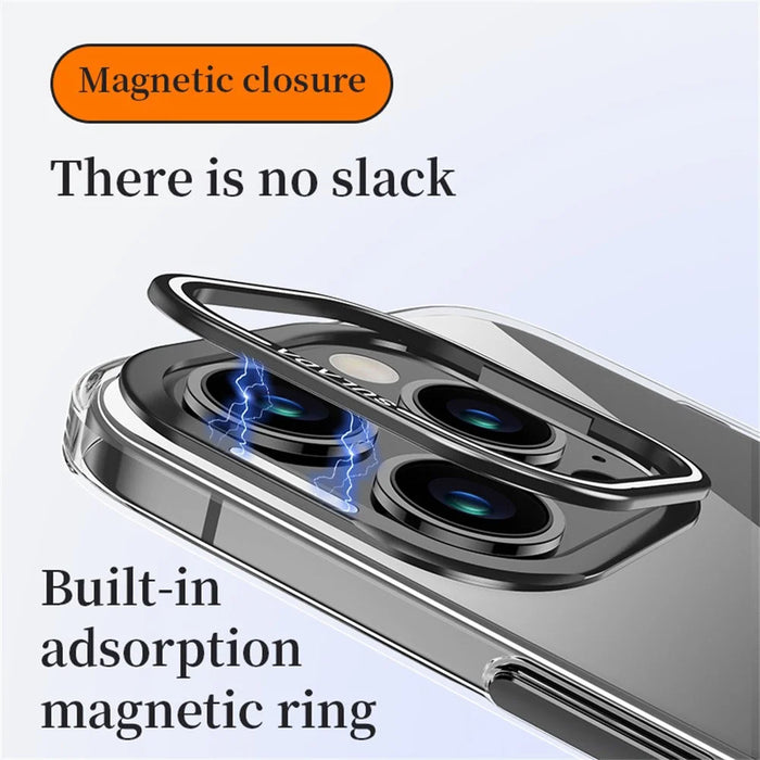 SULADA For iPhone 16 Pro Max Case Folding Camera Kickstand TPU+PC Clear Phone Cover - Black - 4