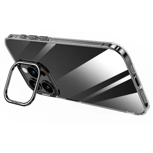 SULADA For iPhone 16 Pro Case Folding Camera Kickstand TPU+PC Clear Phone Cover - Black - 1