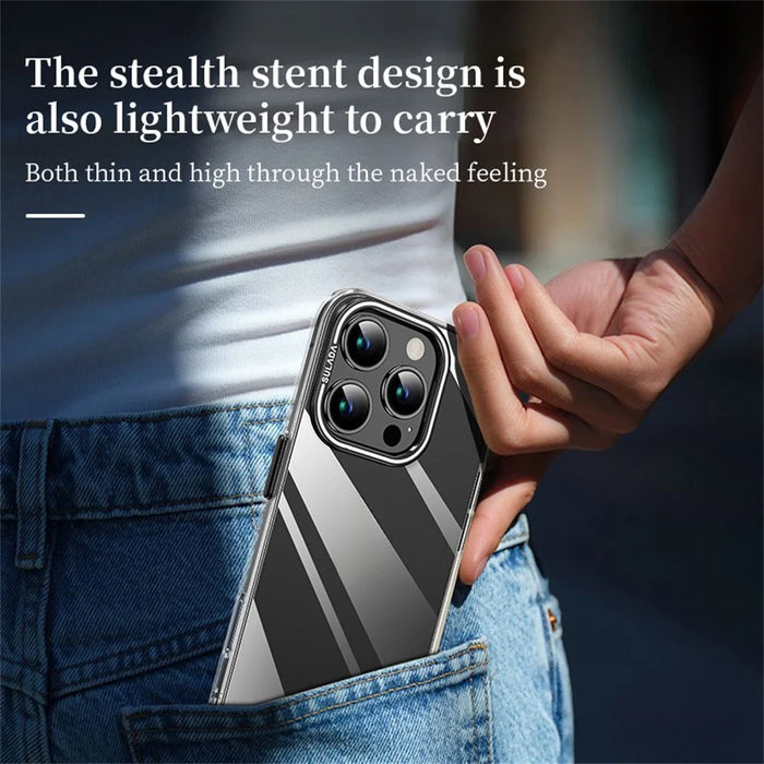 SULADA For iPhone 16 Pro Case Folding Camera Kickstand TPU+PC Clear Phone Cover - Black - 7