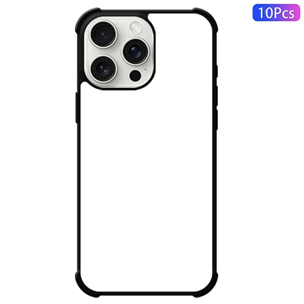 10Pcs / Pack For iPhone 16 Pro Case Four Corners Anti-Drop PC+TPU Phone Cover Support Heat Transfer Printing - 1