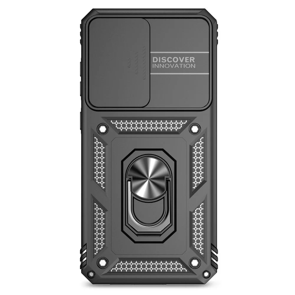 For Samsung Galaxy S24 FE Case PC + TPU Phone Cover Lens Ultimate Protection Kickstand - Black - 2