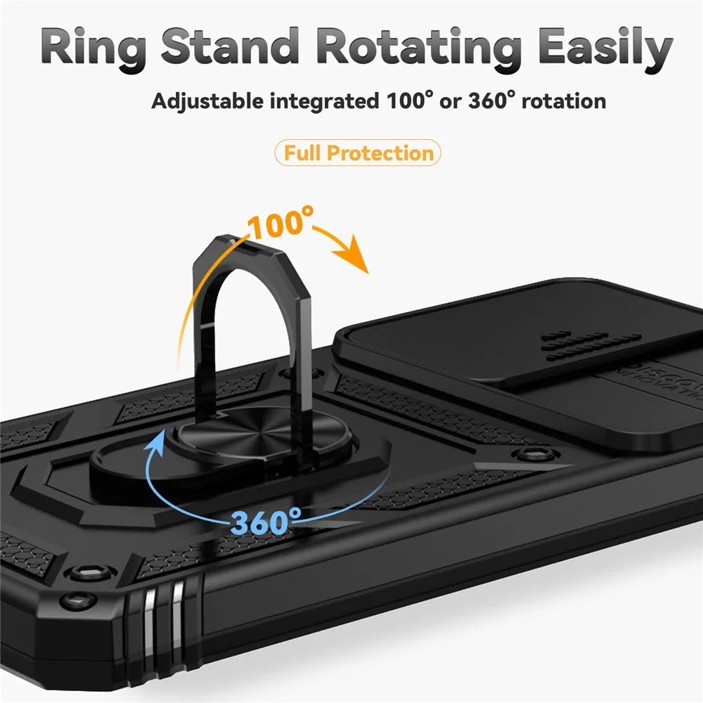 For Samsung Galaxy S24 FE Case PC + TPU Phone Cover Lens Ultimate Protection Kickstand - Black - 4