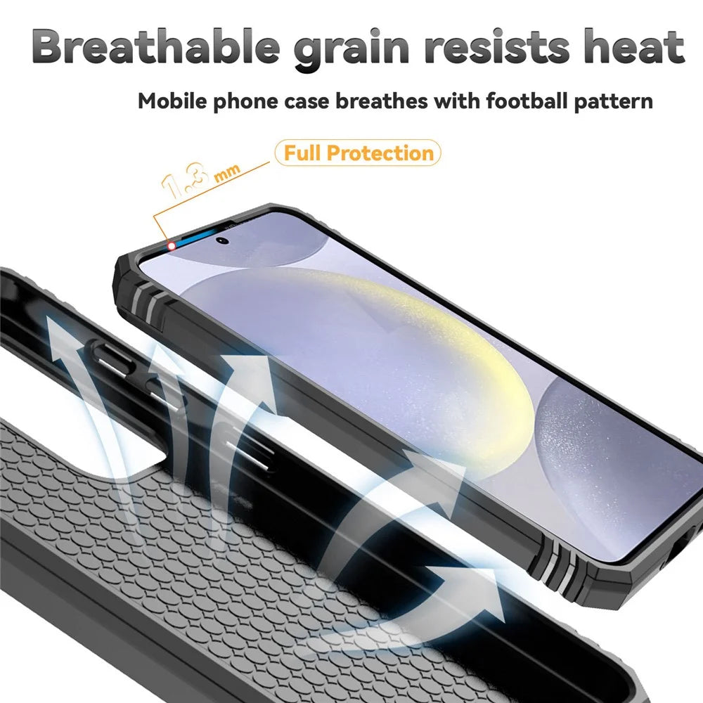 For Samsung Galaxy S24 FE Case PC + TPU Phone Cover Lens Ultimate Protection Kickstand - Black - 6