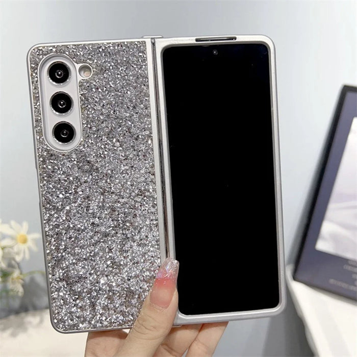 For Samsung Galaxy Z Fold5 5G Case Bling Glitter TPU Phone Cover - Silver - 1