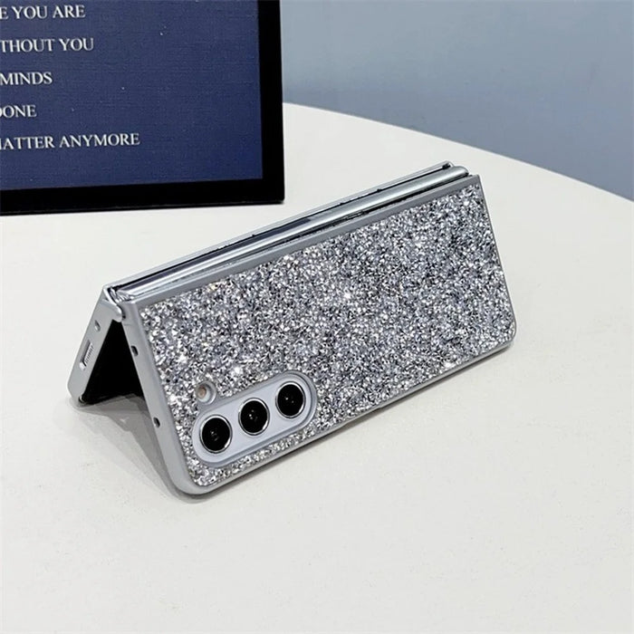 For Samsung Galaxy Z Fold5 5G Case Bling Glitter TPU Phone Cover - Silver - 2
