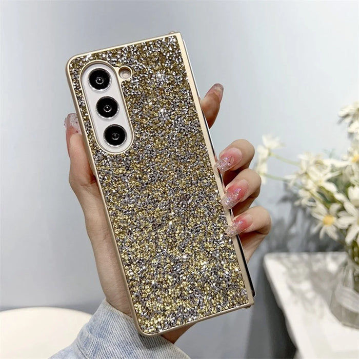 For Samsung Galaxy Z Fold5 5G Case Bling Glitter TPU Phone Cover - Silver - 4