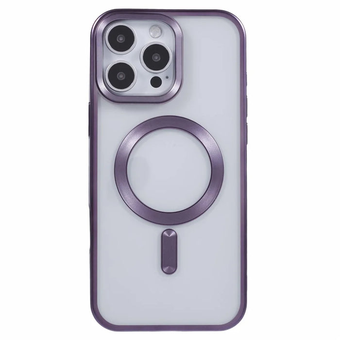 For iPhone 16 Pro Max Case Matte Electroplating Phone Cover Compatible with MagSafe - Dark Purple - 3