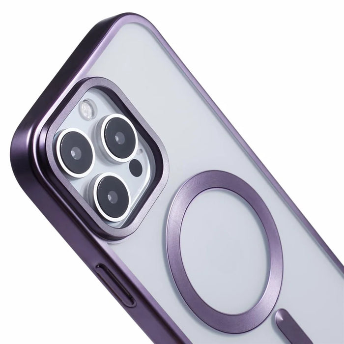 For iPhone 16 Pro Max Case Matte Electroplating Phone Cover Compatible with MagSafe - Dark Purple - 6