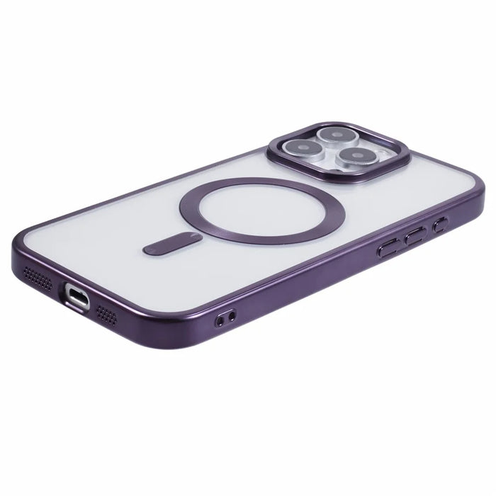 For iPhone 16 Pro Case Matte Electroplating Phone Cover Compatible with MagSafe - Dark Purple - 5