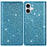 For iPhone 16 Plus Case Glittery PU Leather+TPU Card Slot Phone Cover - Blue - 1
