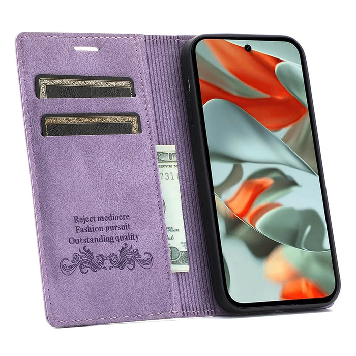 For Google Pixel 9 Pro  /  Pixel 9 Wallet Case Magnetic Closing Leather Phone Cover - Purple - 2
