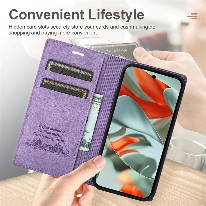 For Google Pixel 9 Pro  /  Pixel 9 Wallet Case Magnetic Closing Leather Phone Cover - Purple - 5