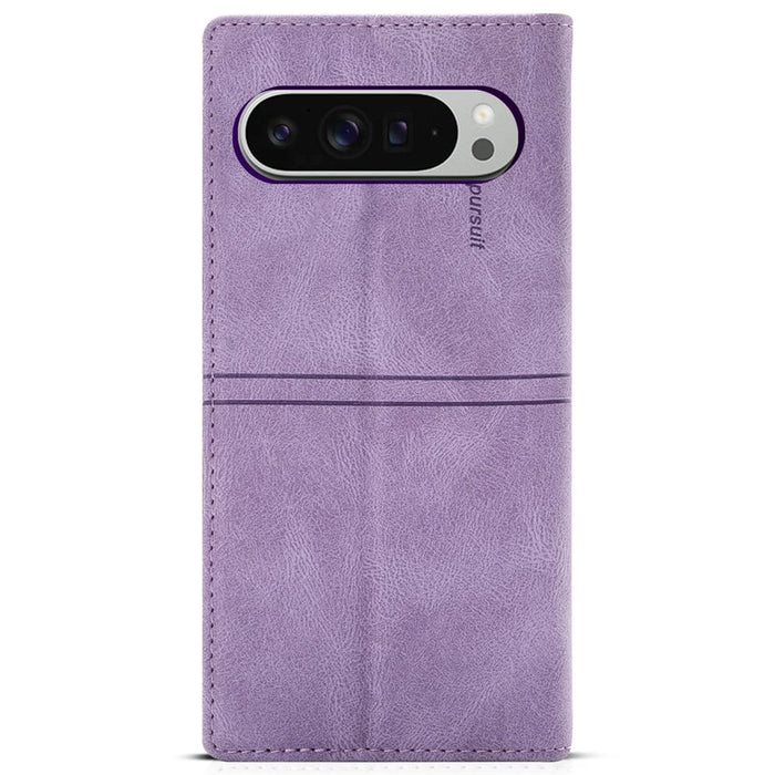 For Google Pixel 9 Pro  /  Pixel 9 Wallet Case Magnetic Closing Leather Phone Cover - Purple - 7