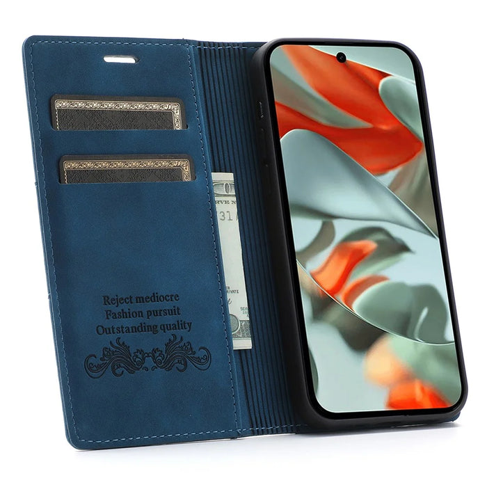 For Google Pixel 9 Pro XL Wallet Case Magnetic Closing Leather Phone Cover - Blue - 2