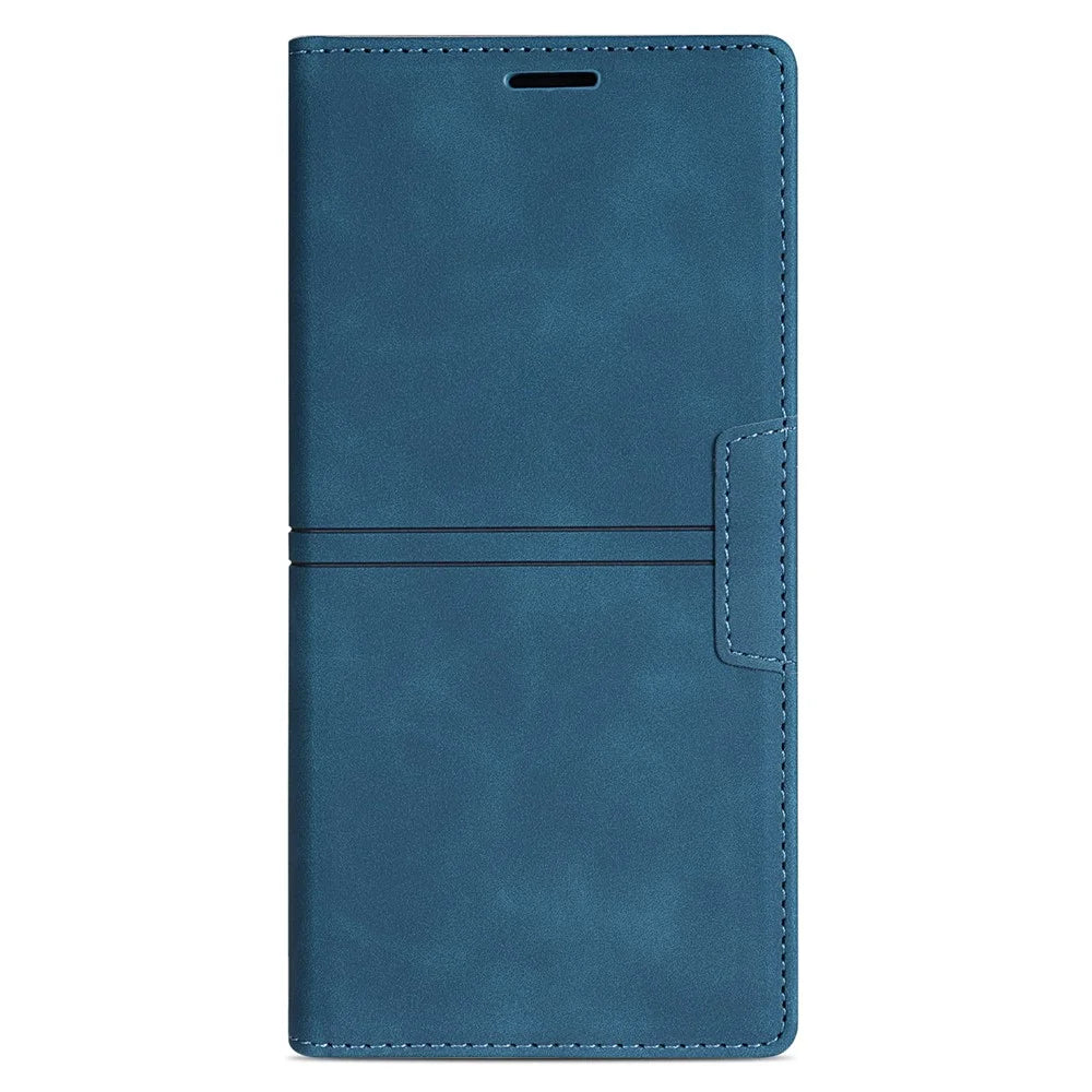 For iPhone 16 Wallet Case Magnetic Closing Leather Phone Cover - Blue - 5