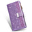 For iPhone 16 Case Starry Sky Carving Leather Wallet Phone Cover - Purple - 7