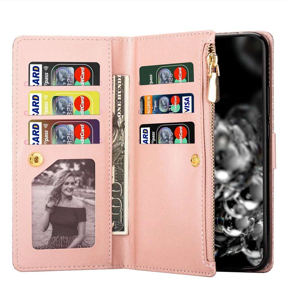 For Google Pixel 9 Pro  /  Pixel 9 Case Starry Sky Carving Leather Wallet Phone Cover - Rose Gold - 3