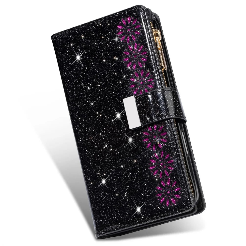 For Google Pixel 9 Pro XL Case Starry Sky Carving Leather Wallet Phone Cover - Black - 6