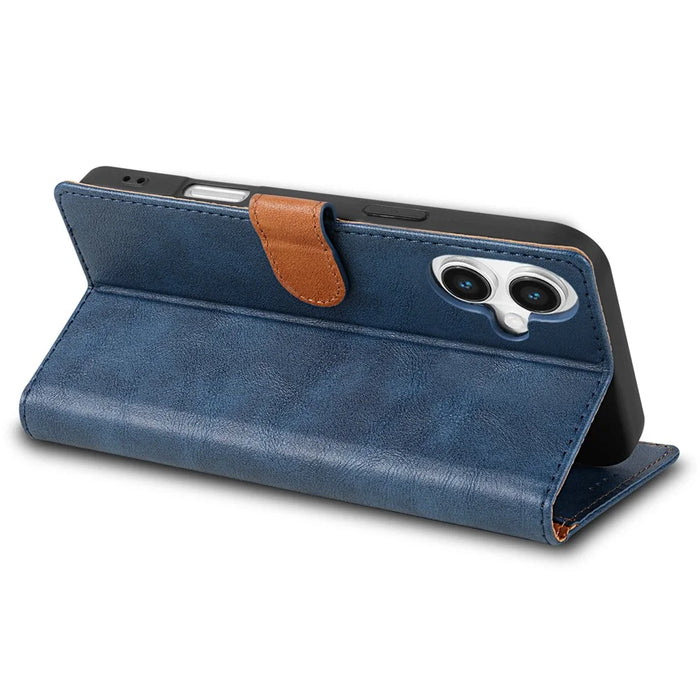 N.BEKUS CSJ-001 For iPhone 16 Plus Stand Case PU Leather Wallet Phone Cover - Blue - 3