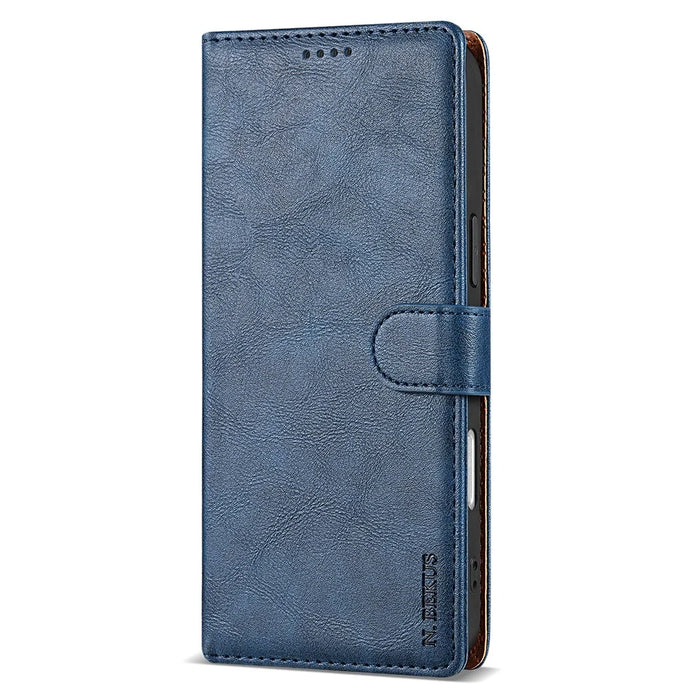 N.BEKUS CSJ-001 For iPhone 16 Plus Stand Case PU Leather Wallet Phone Cover - Blue - 5