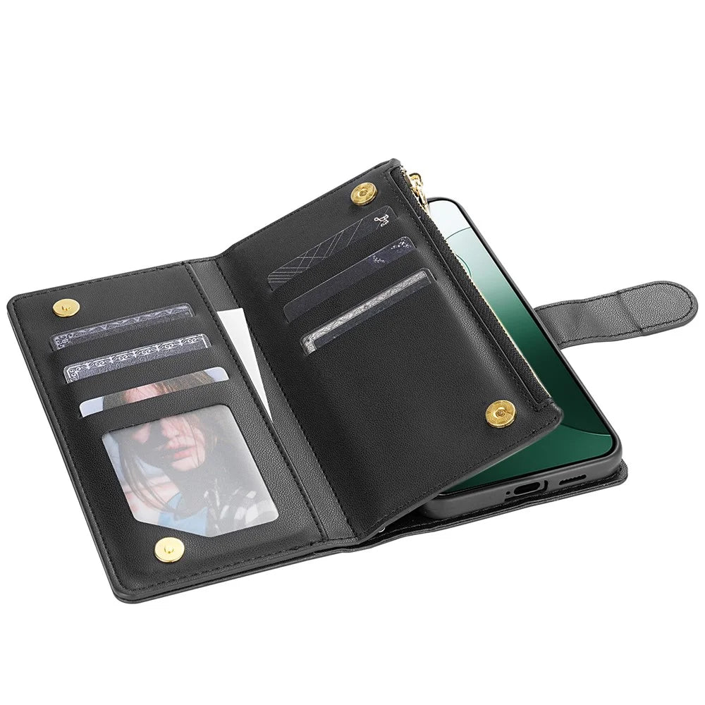 For Google Pixel 9 Pro  /  Pixel 9 Case Rhombus Stitching Leather Wallet Phone Cover with Long  /  Short Strap - Black - 3