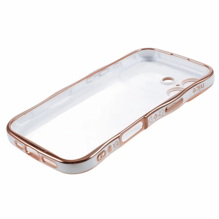 For iPhone 16 Plus Case Love Hearts TPU Phone Cover Curly Wave Frame Large Window - Ivory White - 5