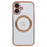 For iPhone 16 Plus Case Compatible with MagSafe Electroplated TPU Phone Cover Hollow Love Hearts - Ivory White - 3