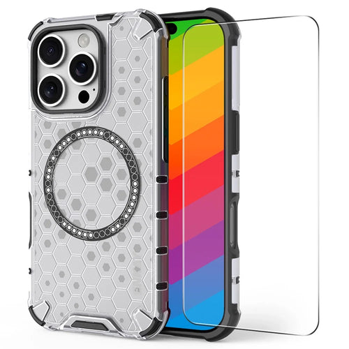 ENKAY HAT PRINCE For iPhone 16 Pro Max Case Compatible with MagSafe TPU+PC Phone Cover with Screen Film - White - 1
