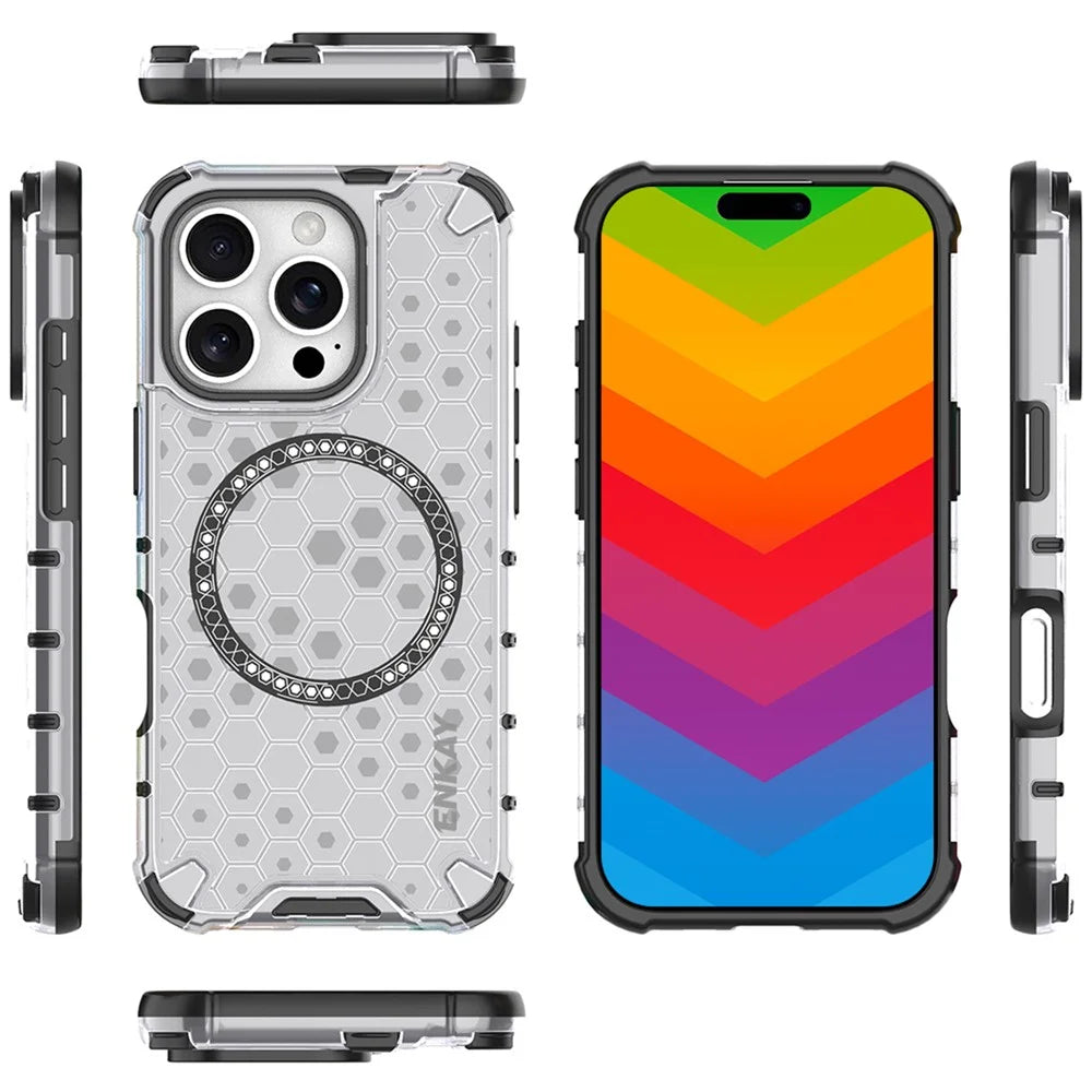 ENKAY HAT PRINCE For iPhone 16 Pro Max Case Compatible with MagSafe TPU+PC Phone Cover with Screen Film - White - 6