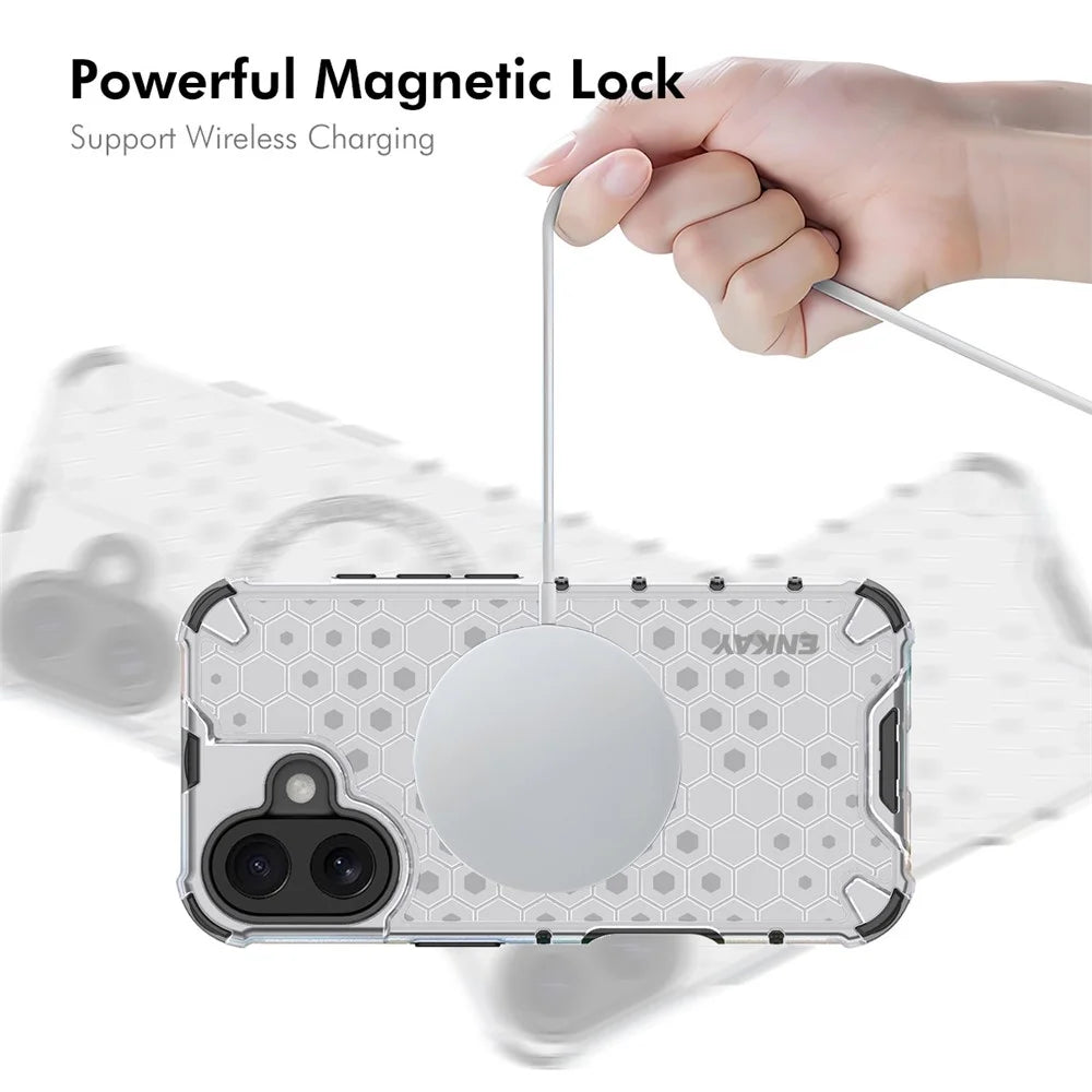 ENKAY HAT PRINCE For iPhone 16 Plus Case Compatible with MagSafe TPU+PC Phone Cover with Screen Film - White - 4