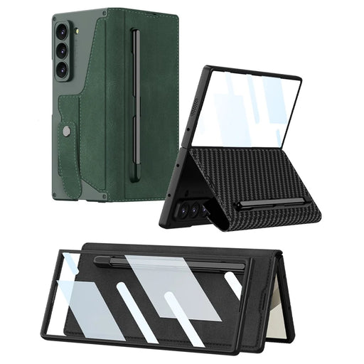 GKK For Samsung Galaxy Z Fold6 5G Kickstand Case Pencil Slot PC+PU Phone Cover with Screen Film - Black - 2
