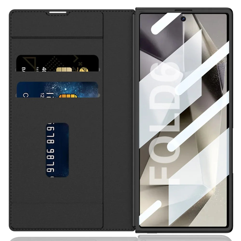 GKK For Samsung Galaxy Z Fold6 5G Kickstand Case Pencil Slot PC+PU Phone Cover with Screen Film - Black - 3